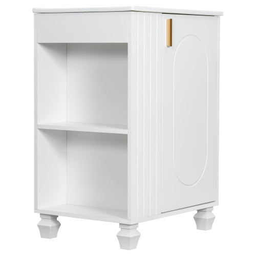 24" Bathroom Vanity with Sink, Bathroom Cabinet with Door Shelf, Side Open Storage, Solid Wood Frame,Soft Closing Door, White