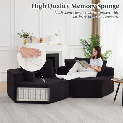 54 inch  Hexagonal Modular Chenille Lounge Chair 2-Pack, Compressed Shipping