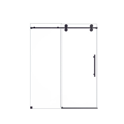 44"-48"W*76" H Frameless Single Sliding Shower Door – 5/16" (8mm) Clear Tempered Glass, Bypass Design with Matte Black Finish