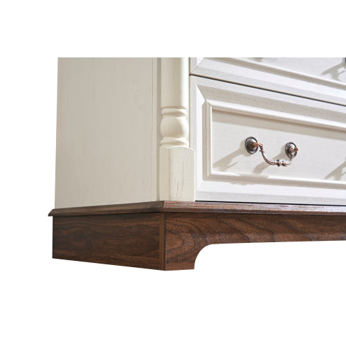 Farmhouse Style 5 Drawer Dresser Chest with Base Wooden Rustic Chest of Drawers, Storage Dresser Organizer for Bedroom, Living Room, Beautiful Sturdy and Durable