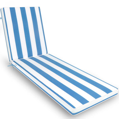 2PCS Set Outdoor Lounge Chair Cushion Replacement Patio Funiture Seat Cushion Chaise Lounge Cushion-Blue/white