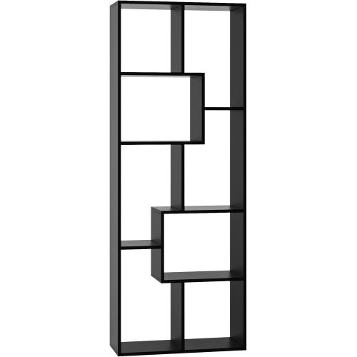 5-Tier Asymmetrical Display Shelf Modern Black Bookcase Organizer