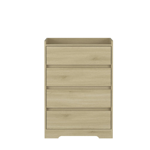 4 Drawer Dresser, Chest of Drawers Without Handle,Dresser for Bedroom 100% Waterproof, Modern Wooden Cabinet with Sturdy Frame for Living Room, Entryway, Bedroom, Hallway, Office