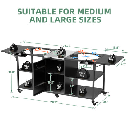 Outdoor Grill Cart for Two Big Green Egg, Metal Grill Table Compatible with Large Big Green Egg,Kamado Joe 18 Inch,and other similar models