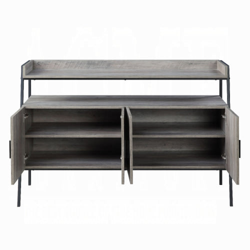 Grey Oak & Black 52 Inch Industrial TV Stand with 4 Doors for 50 Inch TV