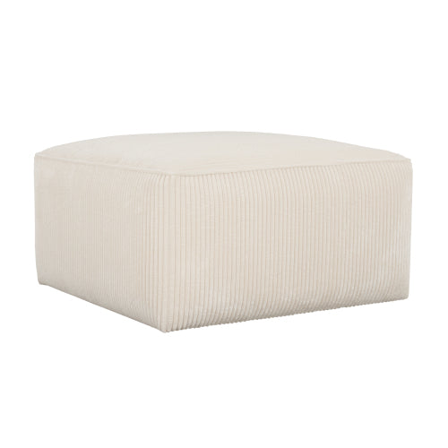 Beige Corduroy Square Ottoman, Upholstered Modular Foot Stool, 29.5 inchW x29.5 inchD x15 inchH with Plywood Wood Frame