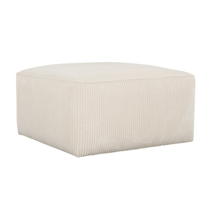 Beige Corduroy Square Ottoman, Upholstered Modular Foot Stool, 29.5 inchW x29.5 inchD x15 inchH with Plywood Wood Frame
