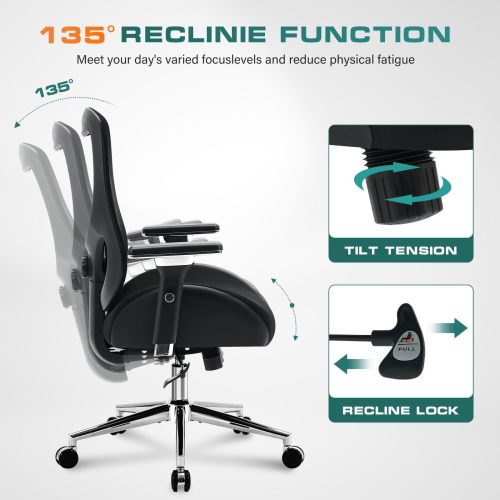 Big and Tall Office Chair with Wide Thick Seat Cushion for Heavy People Ergonomic Computer Mesh Desk Chairs with 4D Armrests, Adjustable Lumbar Support for Adults 8 Hours daliy Work