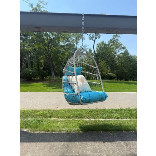 Outdoor garden rattan egg swing chair hanging chair PE hanging chair blue