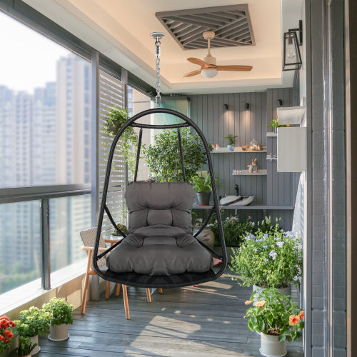 without Stand Swing Egg Chair Indoor Outdoor Wicker Rattan Patio Basket Hanging Chair with C Type bracket