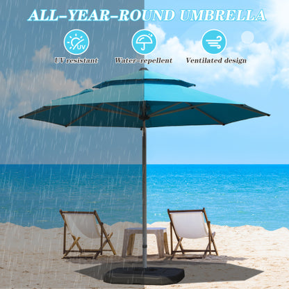 Round Cantilever Umbrella with Center Pole, Lake Blue (Base Not Included)