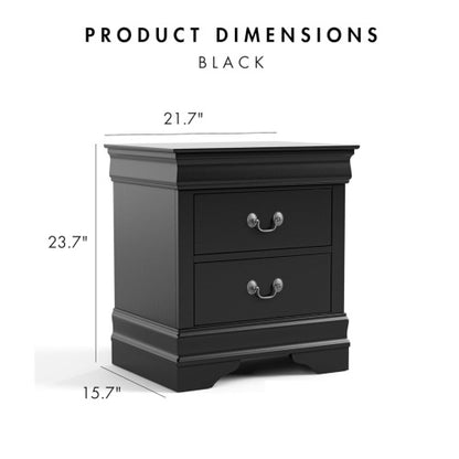 Black Transitional Nightstand with Dovetail Drawers