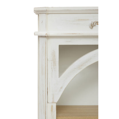 65-Inch Antique White 4-Tier Tall Bookcase for Living Room Office