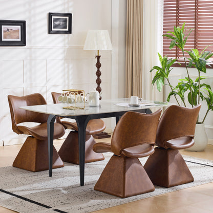 Set of 2 Swivel Dining Chairs, Modern Faux Leather High Back Accent Chairs, 33inch  Tall