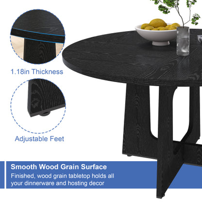 47 Inch Round Wood Grain Dining Table