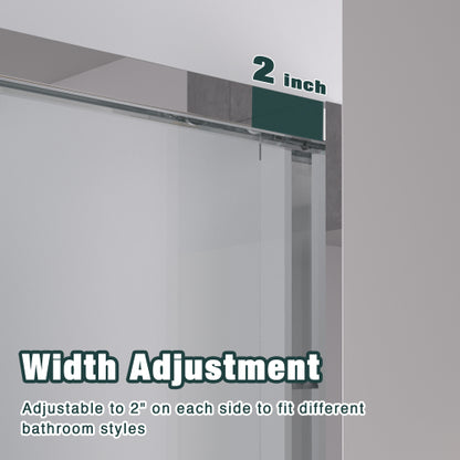 56-60"x74" Aluminum Frame Double Sliding Shower Door,Bypass Bathroom Sliding Door with Premium 1/4" (6mm) Clear Tempered Glass, Chrome Hardware Sliding Glass Shower Enclosure,Chrome Finished