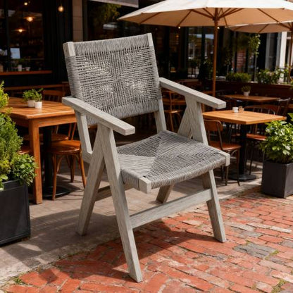 Lounge chair Light Gray color, suitable for all seasons: Outdoor lounge chair, made of sturdy HIPS material, equipped with 304 stainless steel accessories.