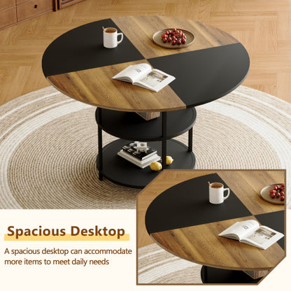 47.3inch  Round Dining Table Set with Storage, 4 Linen Chairs, Modern Style