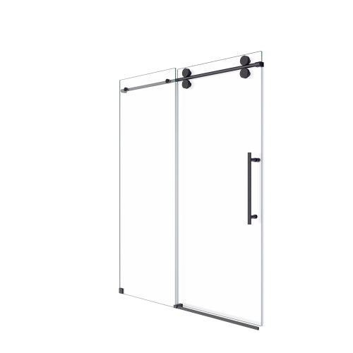 44"-48"W*76" H Frameless Single Sliding Shower Door – 5/16" (8mm) Clear Tempered Glass, Bypass Design with Matte Black Finish