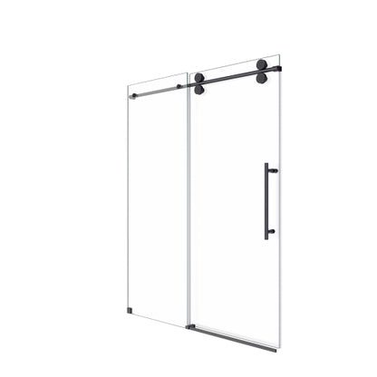 44"-48"W*76" H Frameless Single Sliding Shower Door – 5/16" (8mm) Clear Tempered Glass, Bypass Design with Matte Black Finish