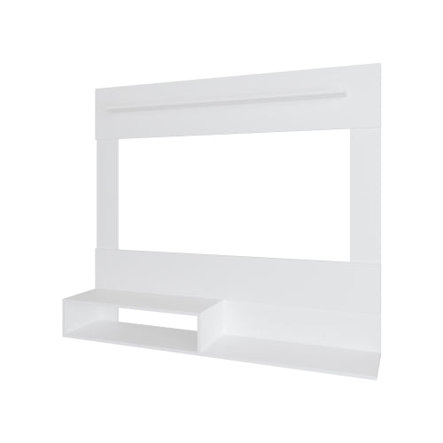 55.1 Inch White Wall-Mounted Floating Entertainment Center with Multi Open Storage Shelves