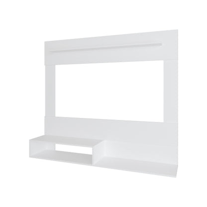55.1 Inch White Wall-Mounted Floating Entertainment Center with Multi Open Storage Shelves