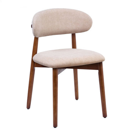 Set of 2 Light Camel Flannelette Dining Chairs, Walnut Solid Oak Wood Legs 300lbs Capacity Armless Side Chairs