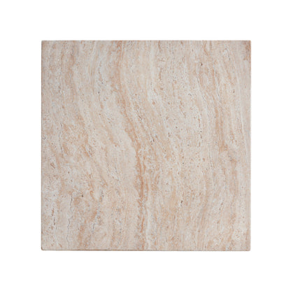 Outdoor/Indoor Square Travertine Lightweight Concrete Side Table