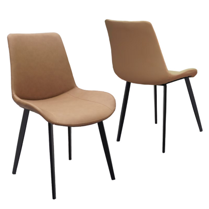 Brown Upholstered Dining Chairs with Metal Legs, Modern Side Chairs for Kitchen, Living Room & Meeting Room