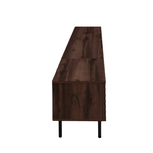 78.7 inch Dark Brown Slatted TV Stand Heavy Iron Leg Entertainment Center Max 85 Inch TV