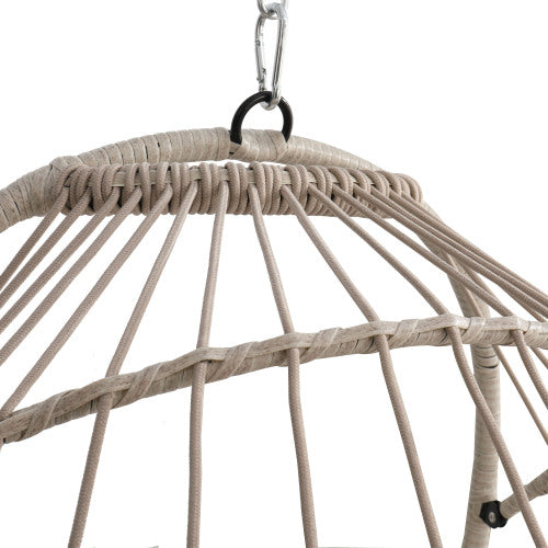 Outdoor garden rattan egg swing chair hanging chair PE hanging chair WHITE
