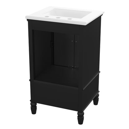 20" Bathroom Vanity with Sink, Bathroom Cabinet with Two Doors, Magnetic Door Stopper and Adiustable Foot Pads, A Drawer, Black