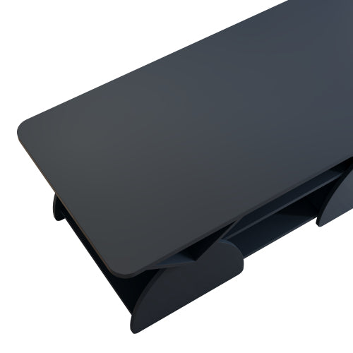 47.24 Inch Rectangular Storage Coffee Table with Rounded Corners, Blue