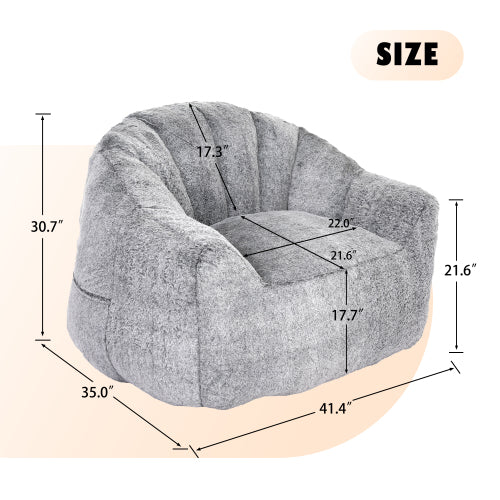 Adults Armrest Bean Bag Chair High-Density Foam Lazy Sofa