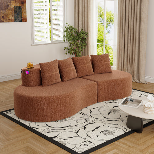 Modern Half-Moon Curved 3-Seat Modular Chenille Sofa No-Assembly for Living-Room Office Apartment