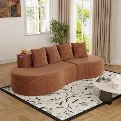 Modern Half-Moon Curved 3-Seat Modular Chenille Sofa No-Assembly for Living-Room Office Apartment
