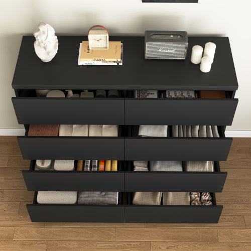 8 Drawers Dresser for Bedroom, Wood Bedroom Dresser Modern Drawer Chest, 8 Chest of Drawer, Tall Dresser for Closet, Dressers Organizer for Living Room, Closet,Black