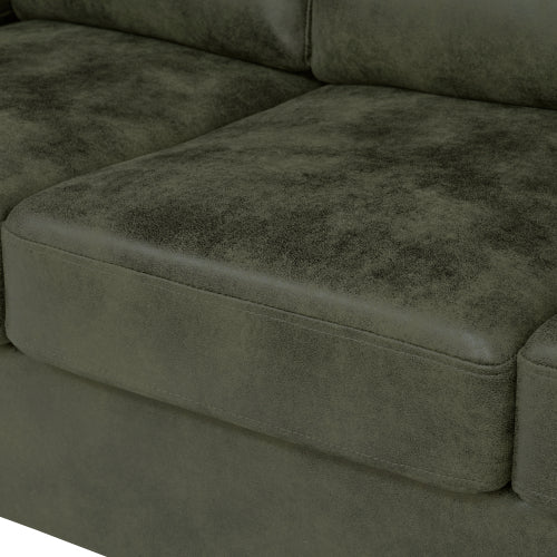 81 inch  Olive-Green 3-Seater Retro Foil-Fabric Sofa,Padded Armrests,Black Triangle Legs