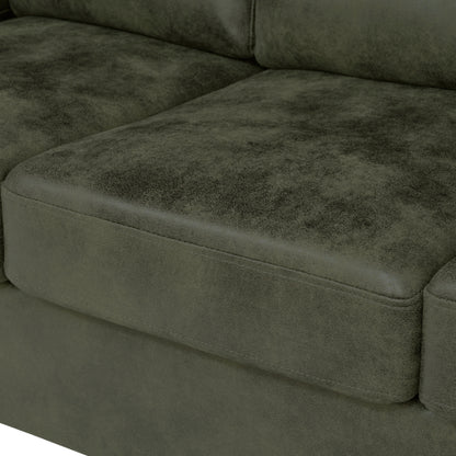 81 inch  Olive-Green 3-Seater Retro Foil-Fabric Sofa,Padded Armrests,Black Triangle Legs