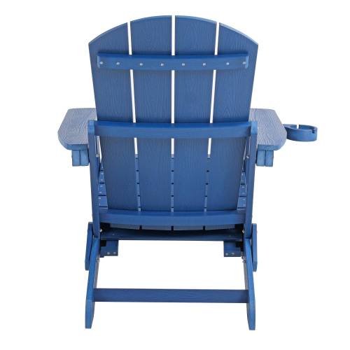 Lounge chair dark blue color, suitable for all seasons: Outdoor lounge chair, made of sturdy HIPS material, equipped with 304 stainless steel accessories.