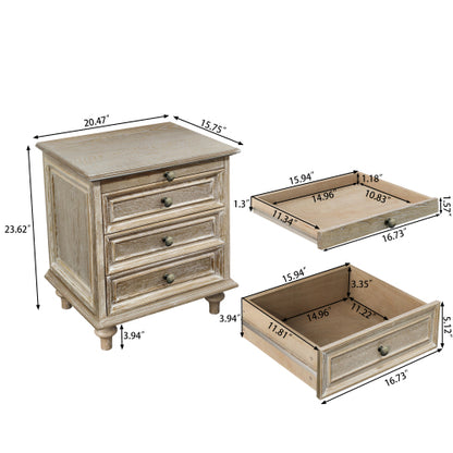 Farmhouse Nightstands with 4 Drawer,Wood Storage End Table with Hidden Pull-Out Shelf, Large Side Table with 4 Solid Wood Feet and Metal Handle,Easy Assembly,Natural
