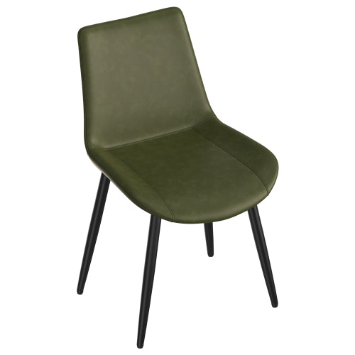 PU Leather Dining Chairs with Adjustable Feet, Set of 4, Olive Green