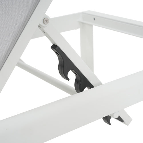 Outdoor Chaise Lounge Chair Set of 2, Aluminum Adjustable Outside Chair for Pool Patio Beach Yard