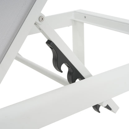 Outdoor Chaise Lounge Chair Set of 2, Aluminum Adjustable Outside Chair for Pool Patio Beach Yard