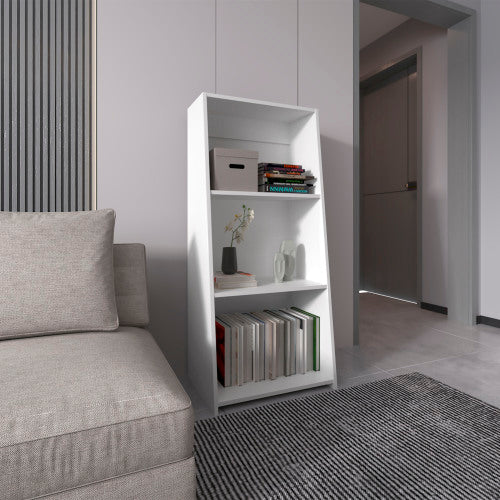 47inch  3-Shelf Bookcase, White Engineered Wood Storage Shelf