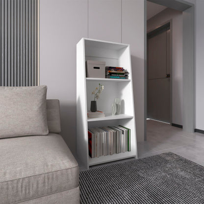 47inch  3-Shelf Bookcase, White Engineered Wood Storage Shelf