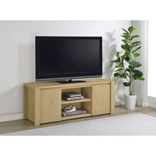 Light Oak 60 Inch Transitional 2-Door Media Console for TVs Up to 60 Inch