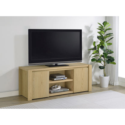 Light Oak 60 Inch Transitional 2-Door Media Console for TVs Up to 60 Inch