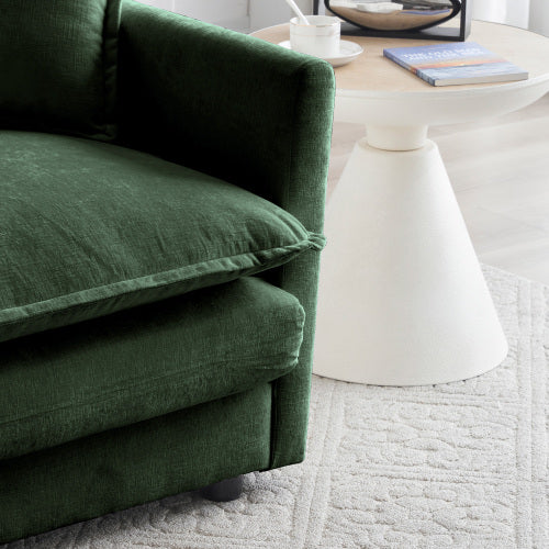 Green Chenille Modular Ottoman Footrest, Mix & Match for 2 3 4 Seater Sectional Sofa