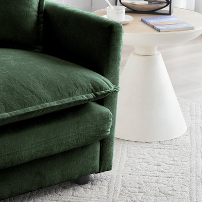 Green Chenille Modular Ottoman Footrest, Mix & Match for 2 3 4 Seater Sectional Sofa